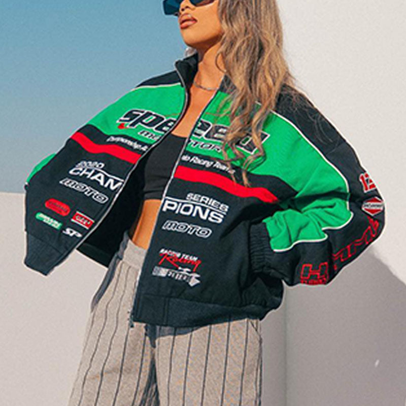 New Sporty Print Casual Loose Long Sleeve Jacket