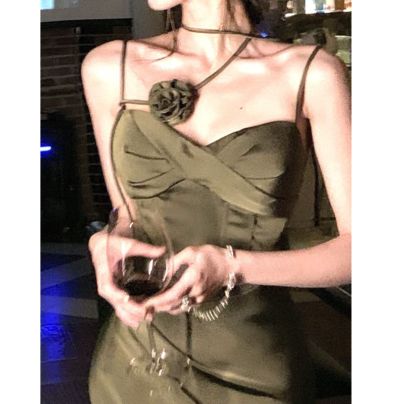 New Slim Fit High-grade Satin Strap Dress For Women