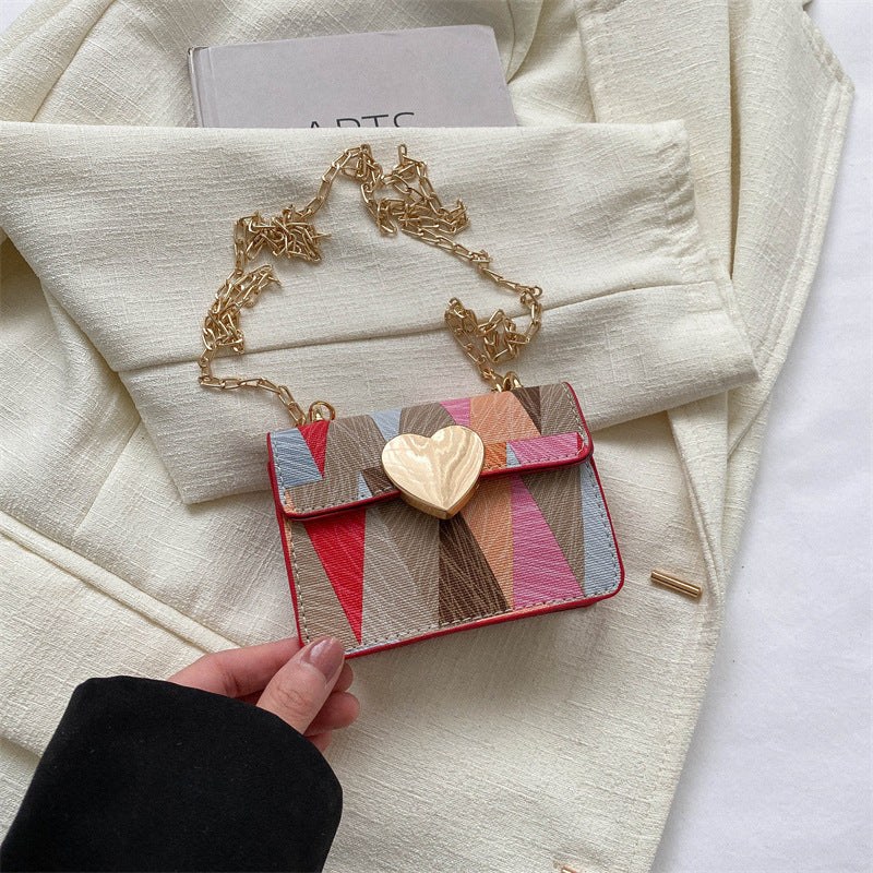 Fresh Simple Western Style Temperament Chain Small Female Patchwork Shoulder Messenger Bag