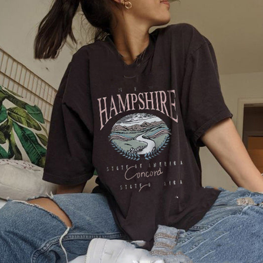 Loose Pullover Print Half Sleeve T Shirt