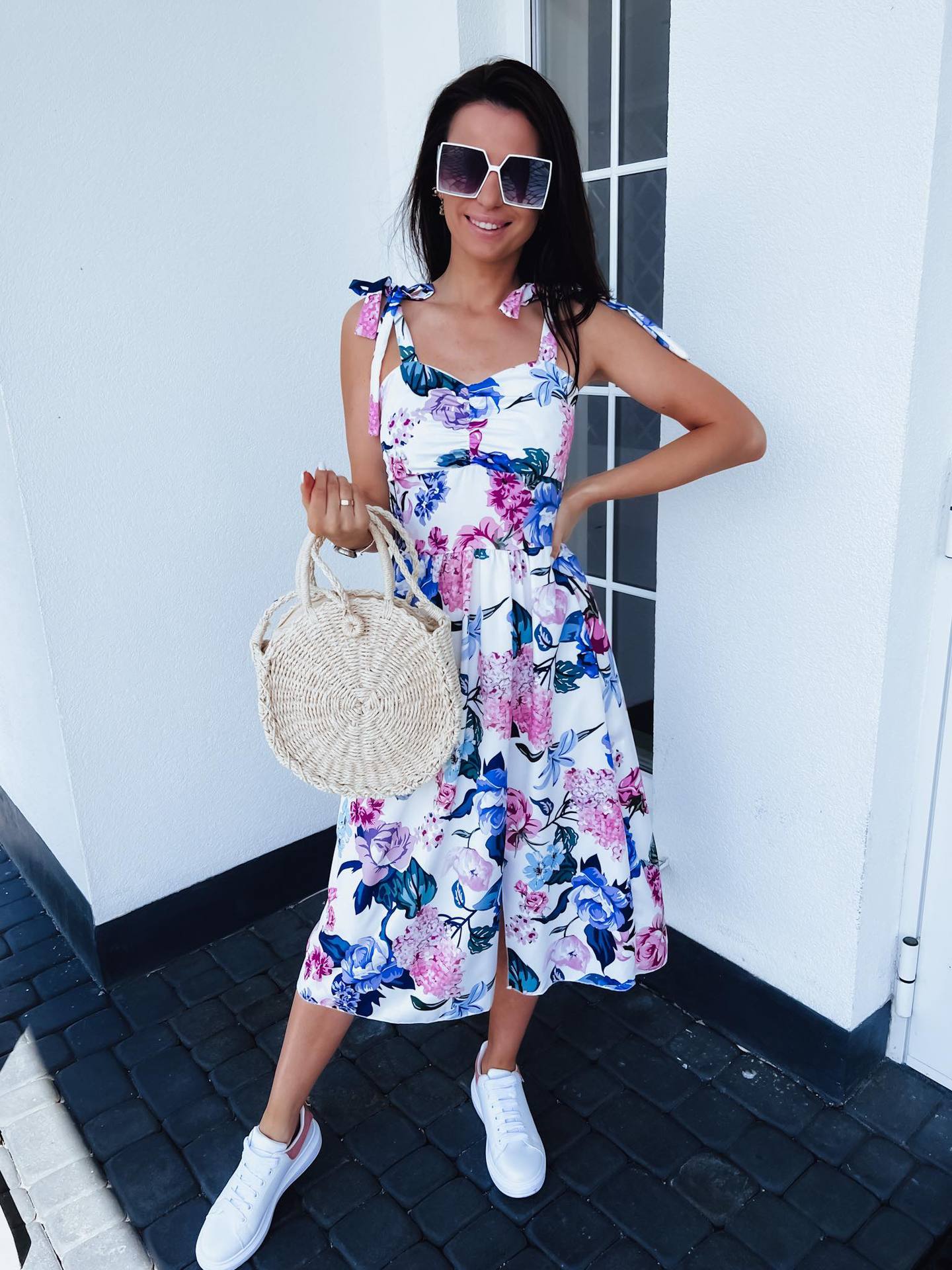 Women's Printed Sexy Slit Suspender Dress