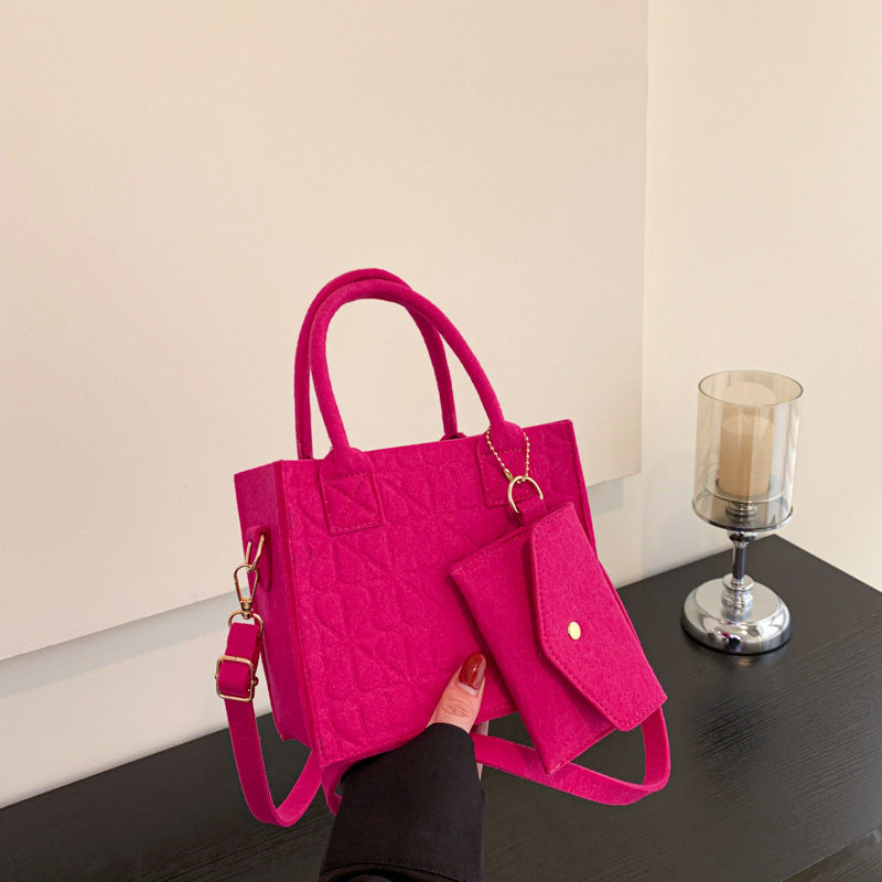 Heart Hair Felt Portable Shoulder Messenger Bag