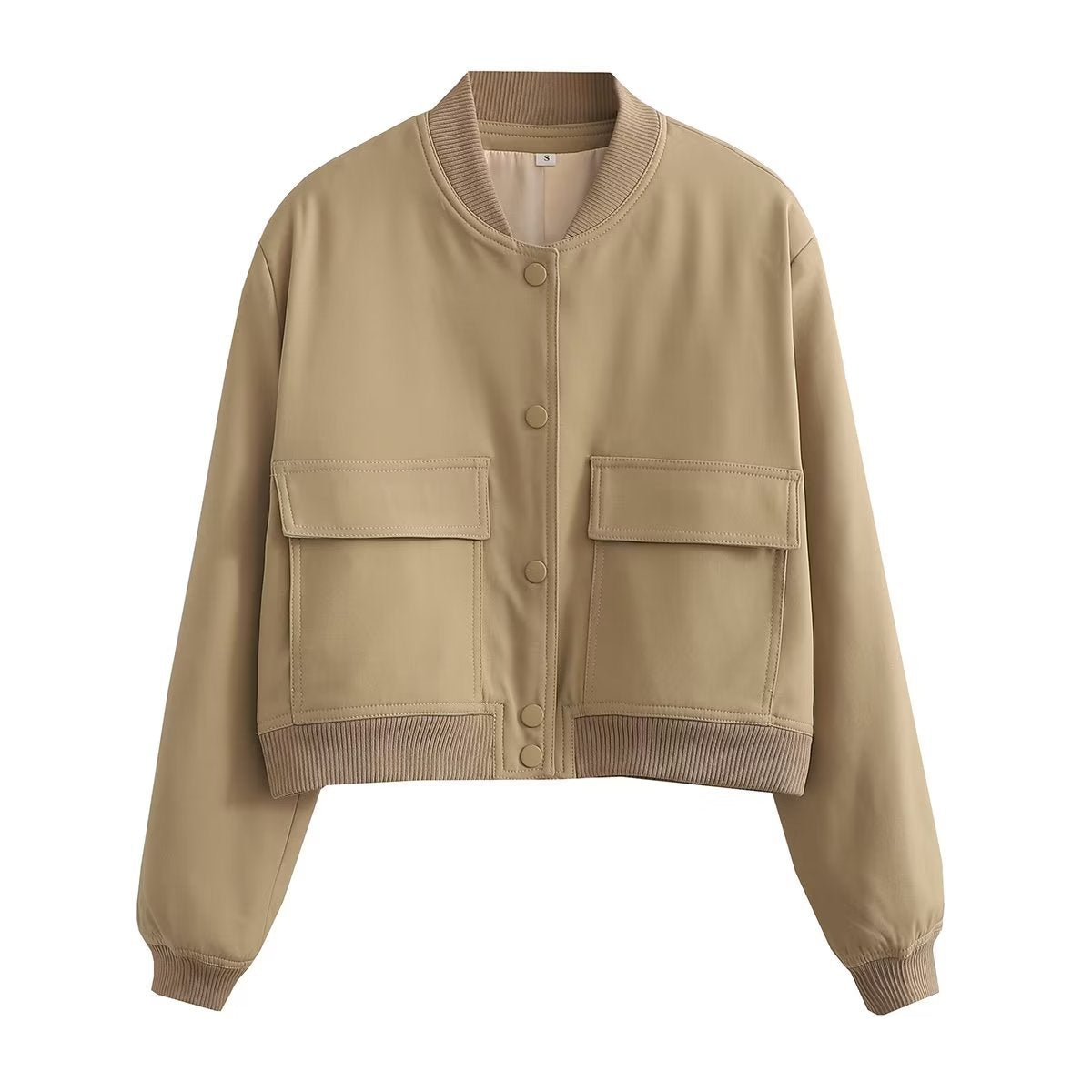 Autumn Y2g Stand Collar Double Pocket Biker Pilot Jacket Top