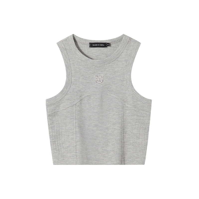 New Solid Color Slim Round Neck Sleeveless Vest For Women