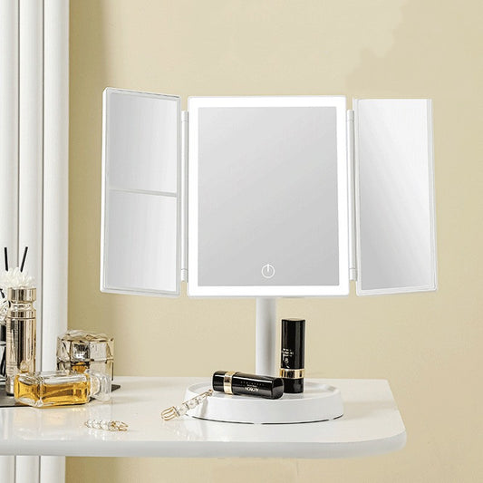 Desktop makeup mirror with lights Intelligent folding mirror