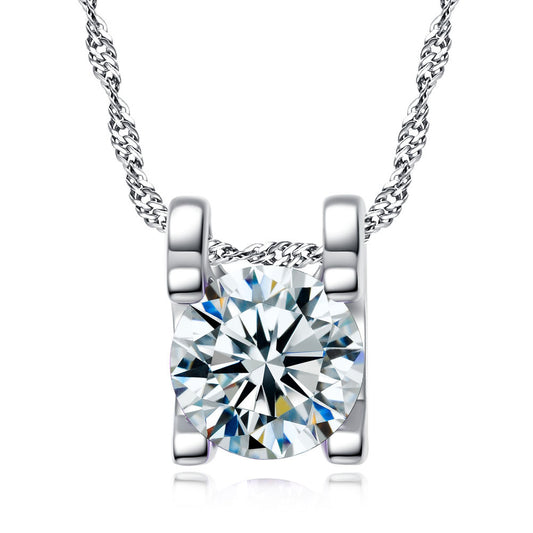Water Wave Chain Batch Simple Pendant Round Zircon Necklace
