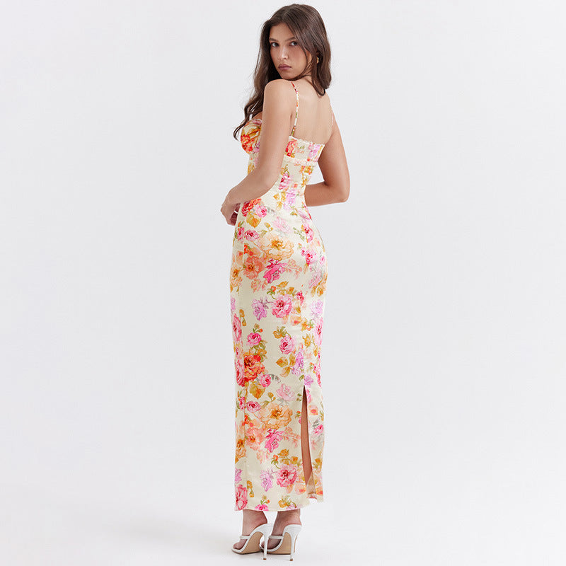 Elegant Strap Flower High Sense Fashion Long Skirt