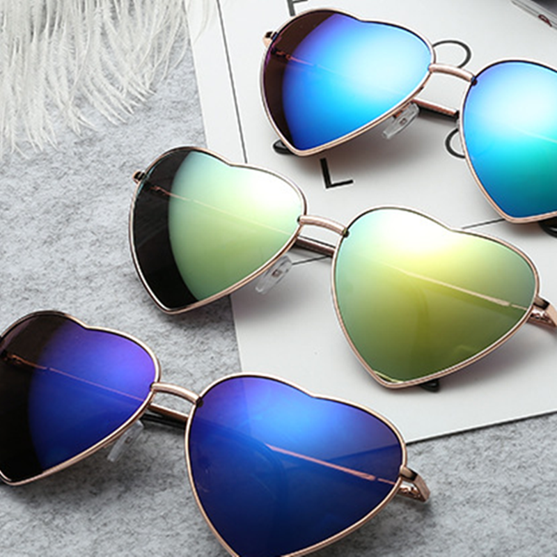 2018 Vintage Metal Heart-shaped Sunglasses Peach Heart Funny Men's And Women's Glasses Love Sunglasses Heart-shaped Sun