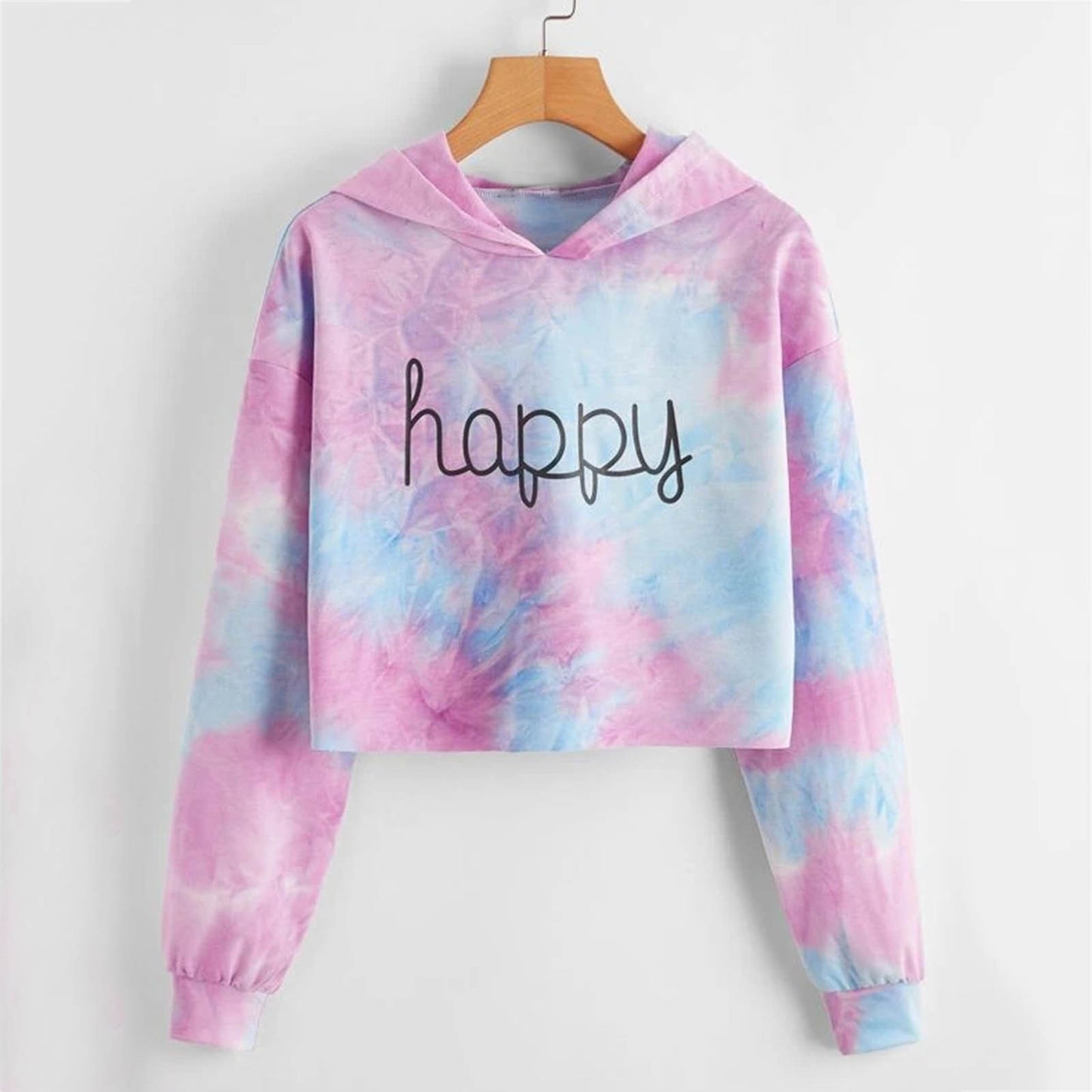 Hoodies Women Rainbow Tie Dye Print Women's Sweatshirt Autumn Cropped Hoodie Harajuku Streetwear Crop Top Hoodie Moletom