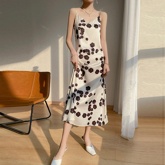 Women's Spring And Summer Silk Suspender Dress