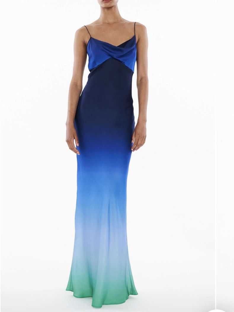 Cross V-neck Sheath Mop Dress
