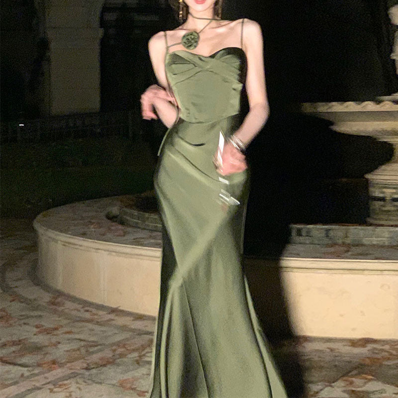 New Slim Fit High-grade Satin Strap Dress For Women