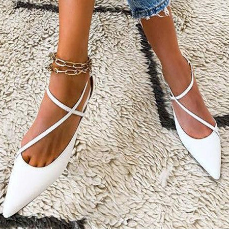 Women's Flat Pointed Toe Buckle Side Empty Sandals