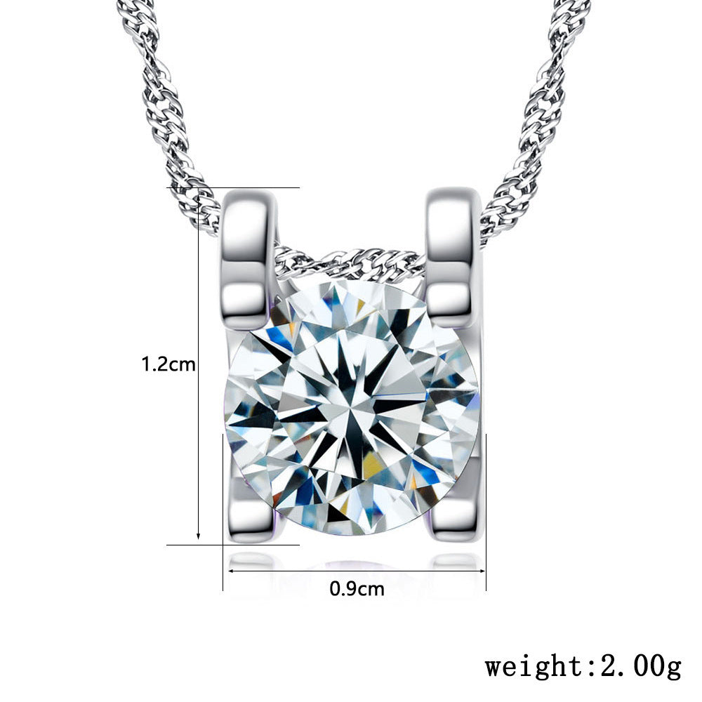 Water Wave Chain Batch Simple Pendant Round Zircon Necklace