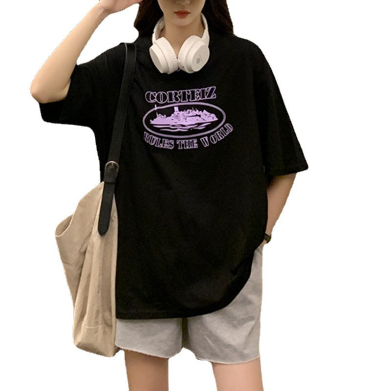 Short-sleeved T-shirt Loose Harajuku Style Top Bottoming Shirt