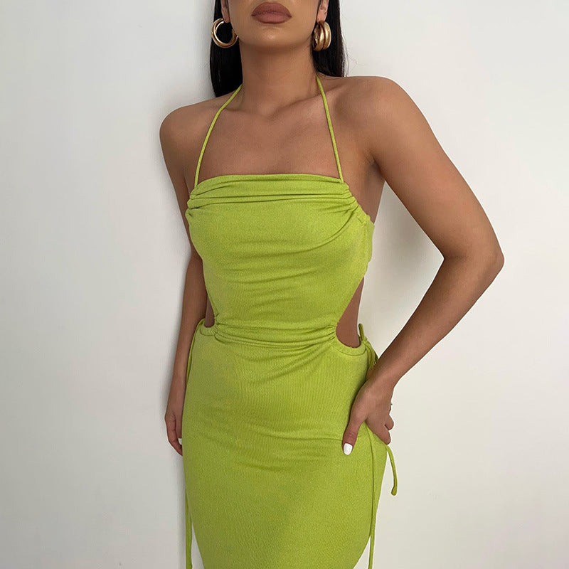 Trim Dress With Hollow Side