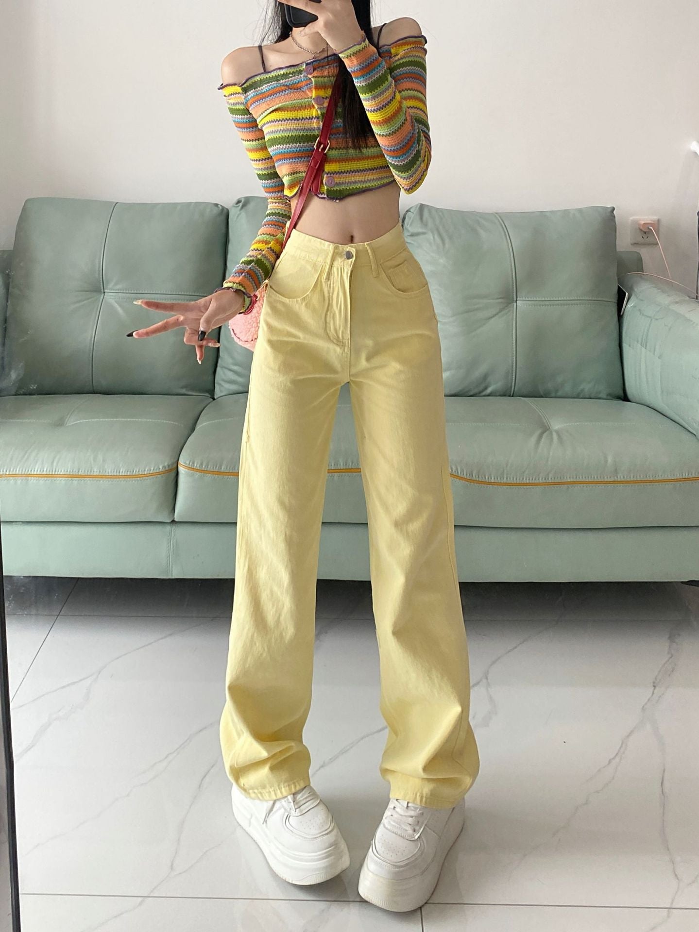 Women's Fashionable All-match Retro Straight Loose Jeans