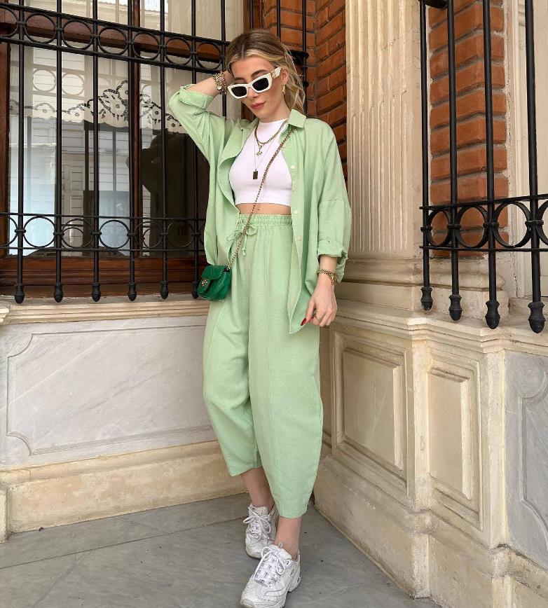 Womens Button Down Lounge Sets Long Sleeve Shirts And  2 Piece Outfit Set Casual Loungewear With Pockets