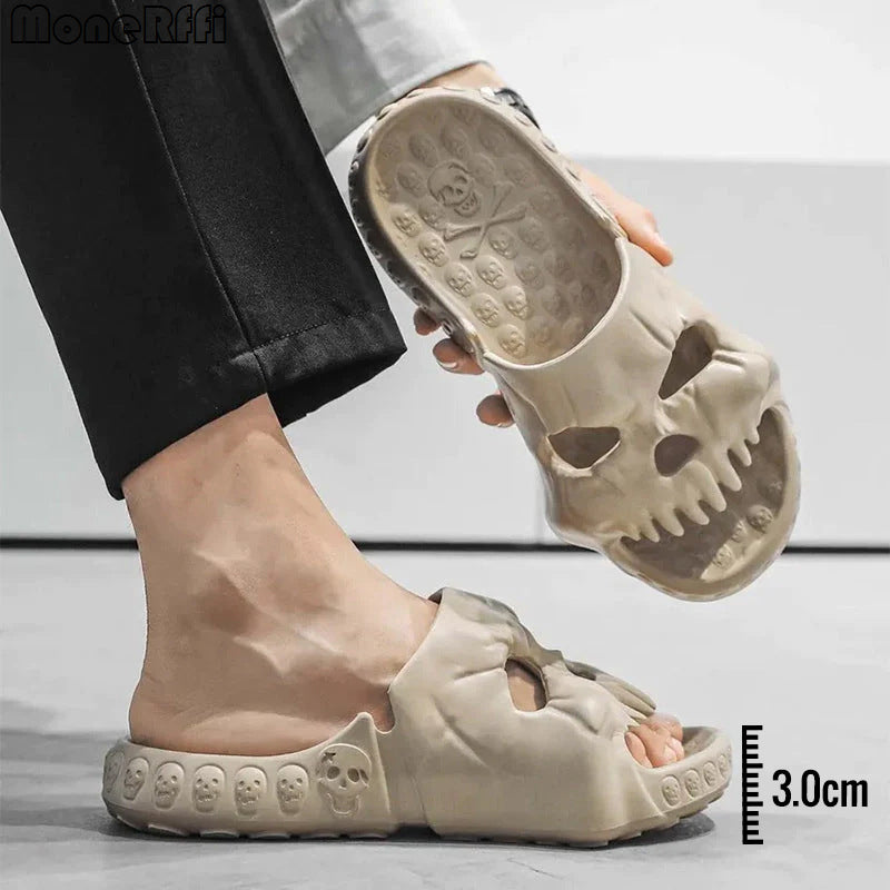 Personalized Skull Design Halloween Slippers Bathroom Indoor Outdoor Fun Slides Beach Shoes