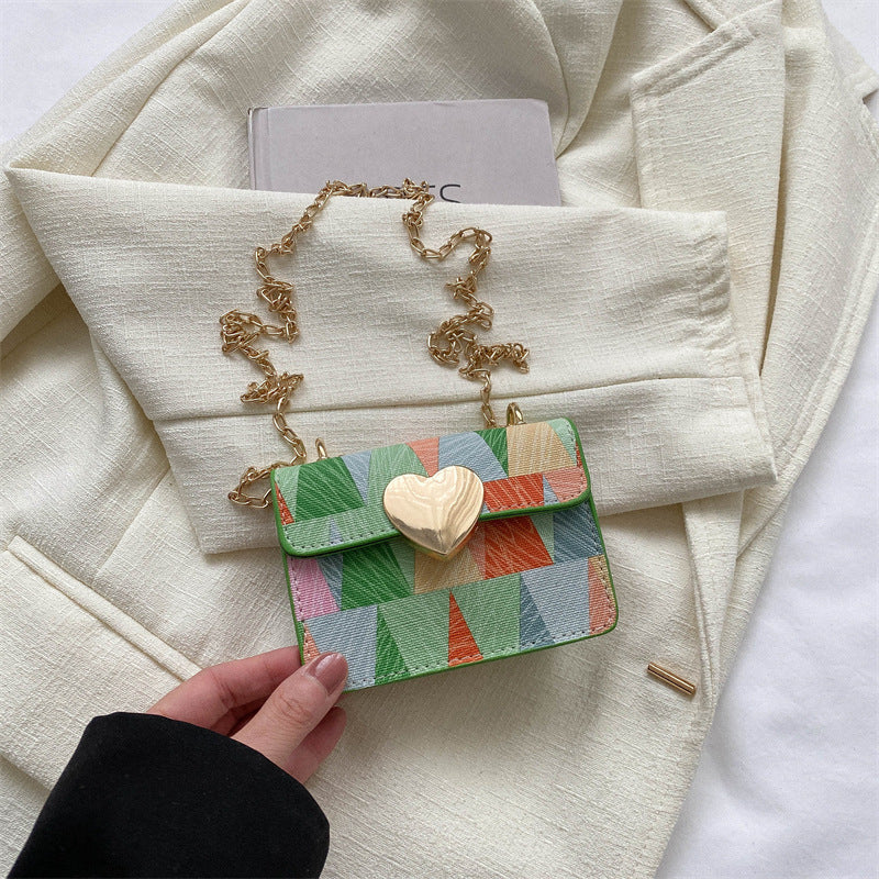 Fresh Simple Western Style Temperament Chain Small Female Patchwork Shoulder Messenger Bag