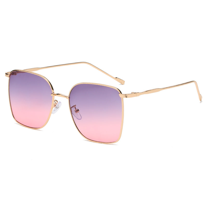 Square Sunglasses Trend Street Shooting Male Cross-border Metal Big Female
