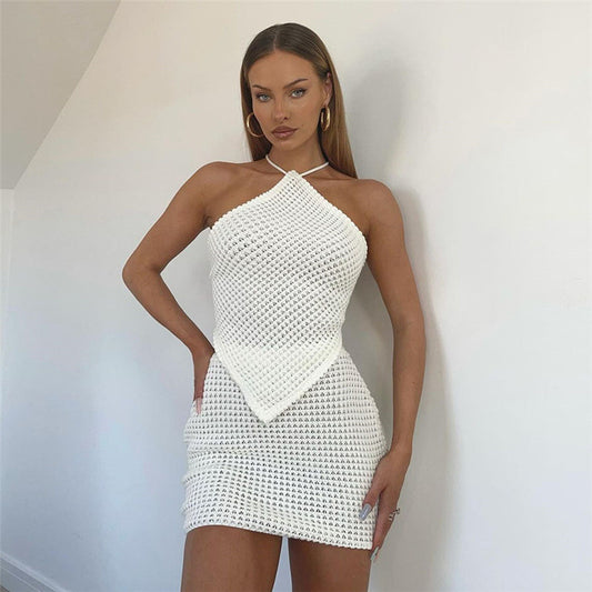 Women's High Waist Bag Hip Knitted Skirt Suit