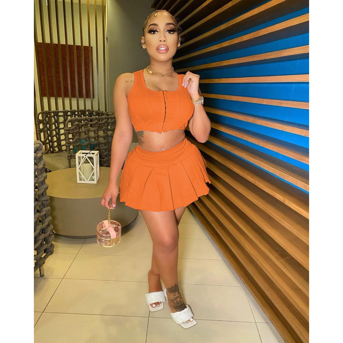 Women's Casual Slim Sports Vest Skirt Two-piece Suit