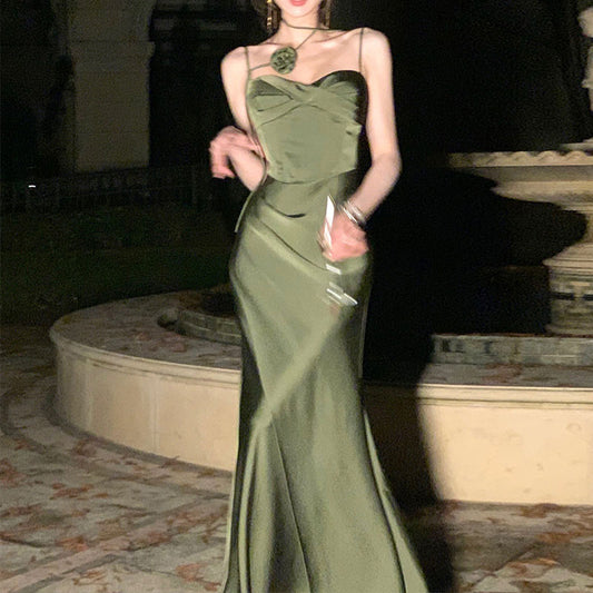 New Slim Fit High-grade Satin Strap Dress For Women
