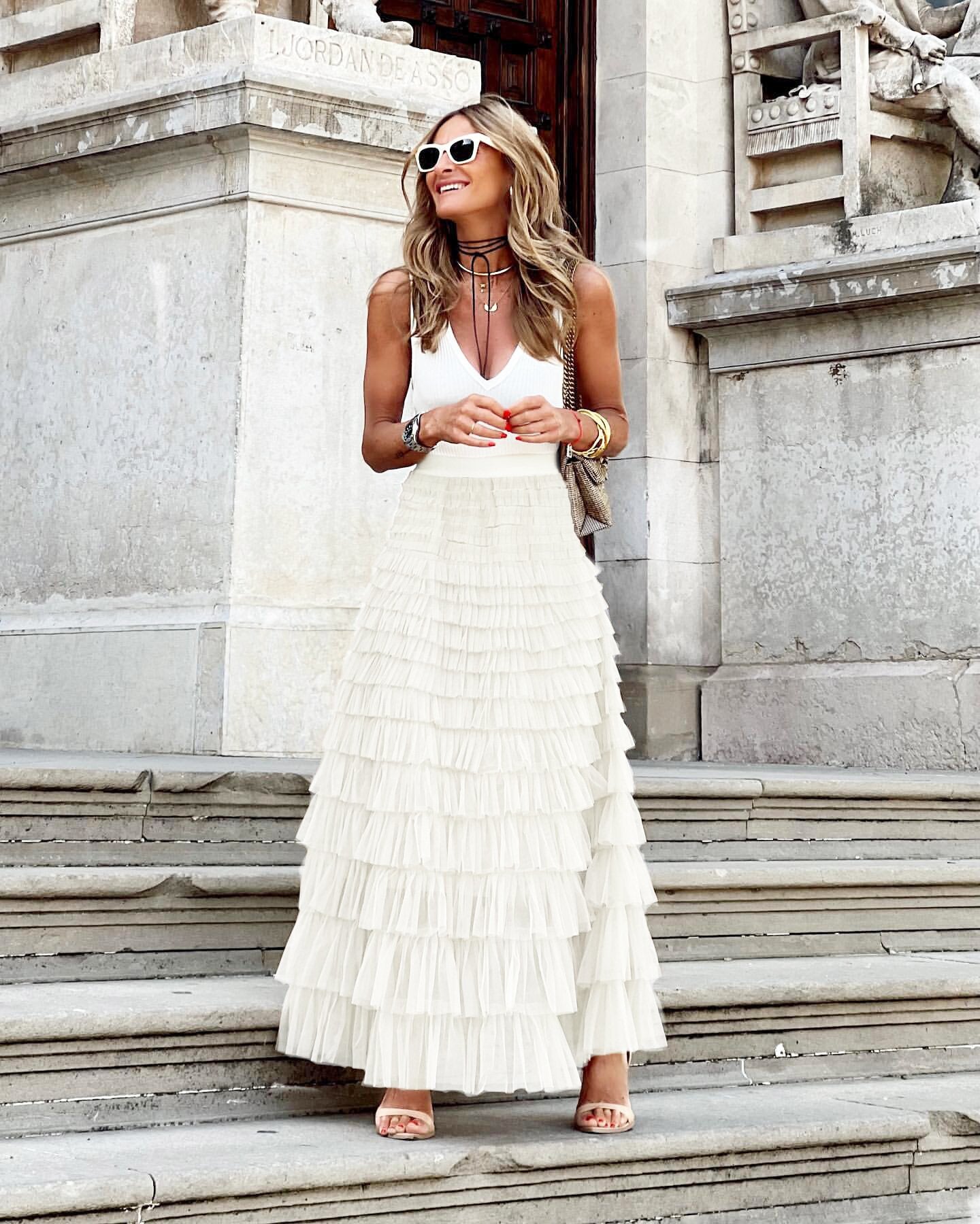 European And American Summer Fashion Mesh Tiered Skirt